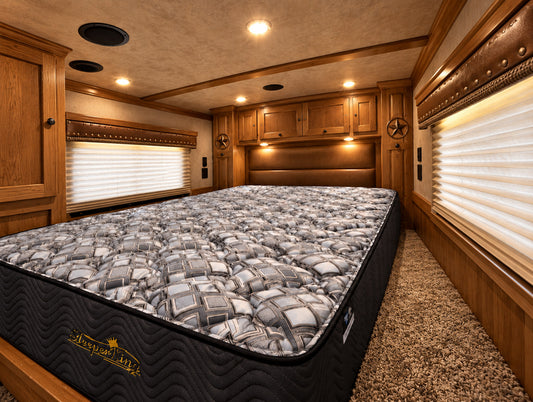 Western Classic horse trailer mattress in living quarters bedroom