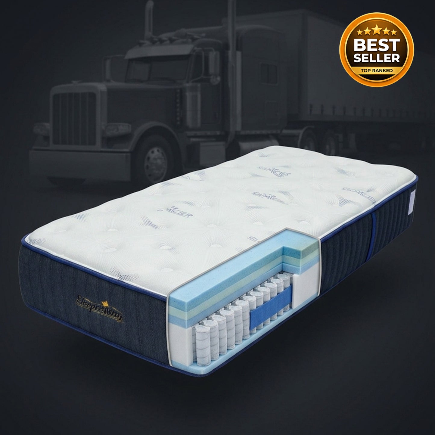 SleeperKing Trucker Serenity mattress with copper-infused lumbar support layer