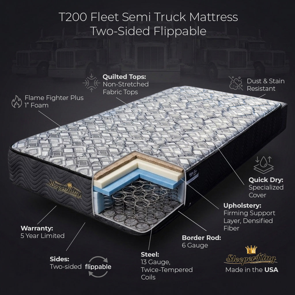 T200 Fleet Semi Truck Mattress — Two-Sided Flippable