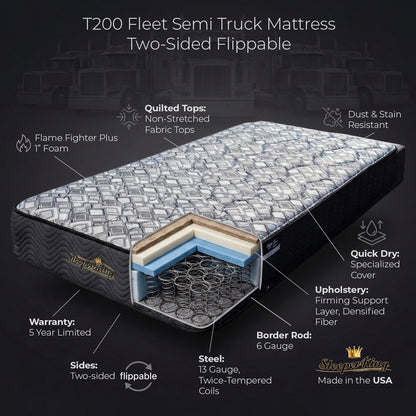 T200 Fleet Semi Truck Mattress — Two-Sided Flippable